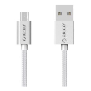 ORICO Micro USB Braided Charging Data Cable Silver 1M - Image 2