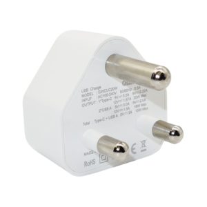 GIZZU Wall Charger Type C 20W|USB SA 3 Prong - White - Image 3